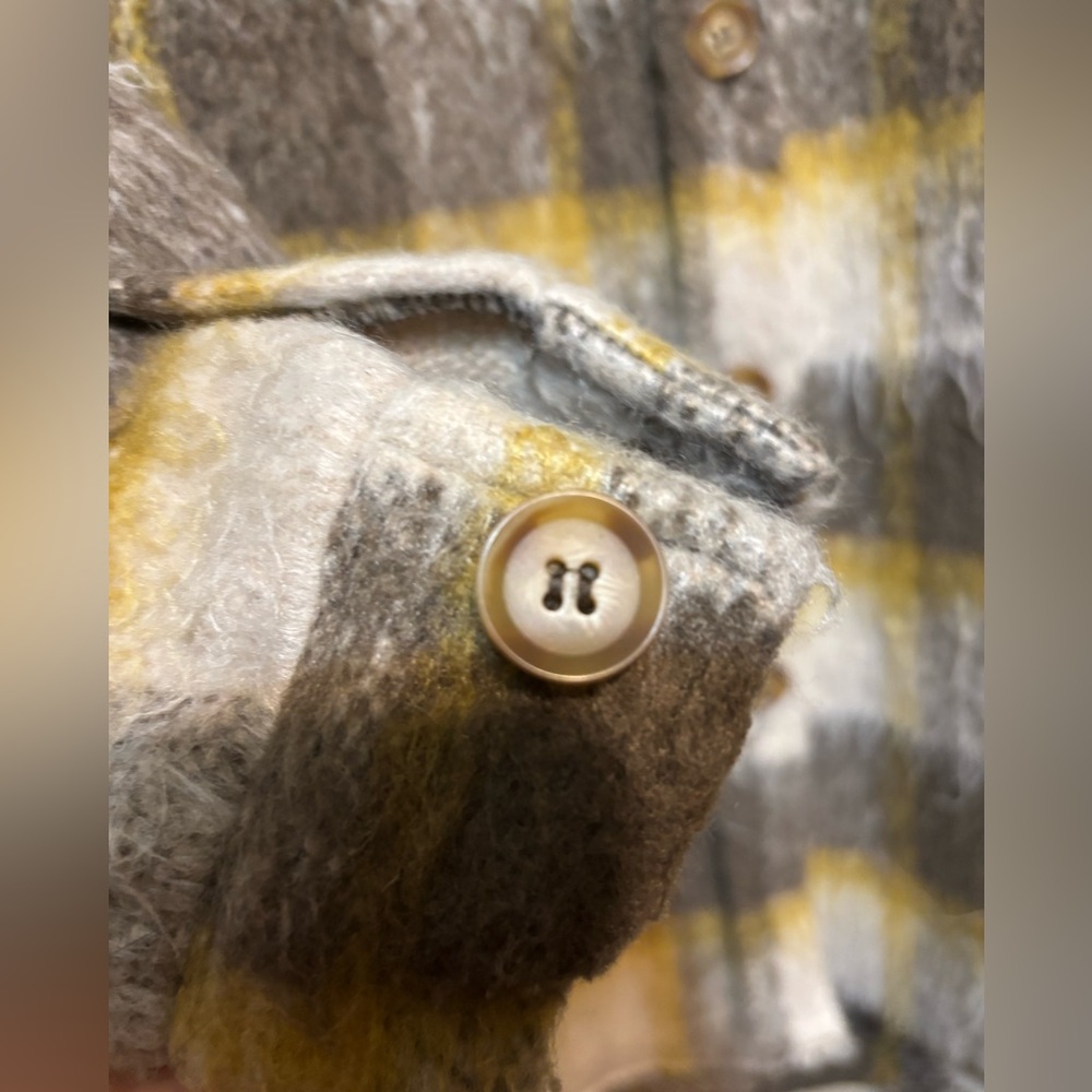 ONLY BLUE DENIM Button-Up Plaid Shacket, Made in Burma - Picture 6 of 12
